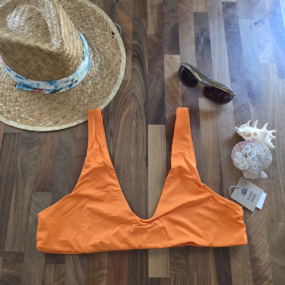 NWT Free People Toast Signature Scoop Bikini Top in Tiger orange Size XL